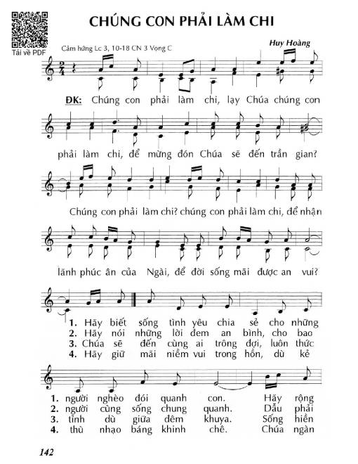 Sheet PDF of Chúng con phải làm chi (Lc 3, 10-18) – Chúa Nhật 3 Mùa Vọng/C.