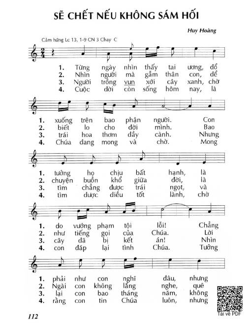 Sheet PDF of Sẽ chết nếu không sám hối (Lc 13, 1-9) – Chúa Nhật 3 Mùa Chay/C.