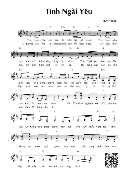Sheet PDF of Tình Ngài yêu – Huy Hoàng