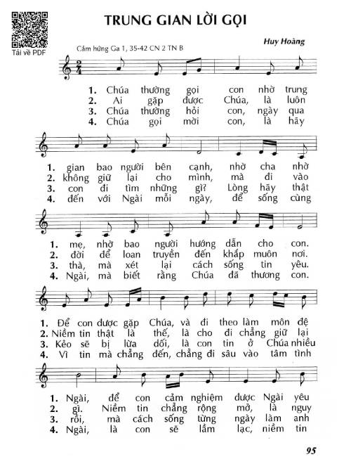 Sheet PDF of Trung gian lời gọi (Ga 1, 35-42) – Chúa Nhật 2 Thường Niên/B.