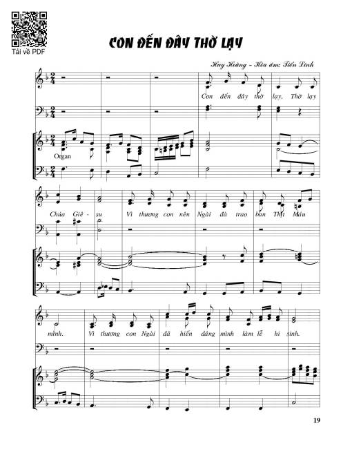 Sheet PDF of Con đến đây thờ lạy – Huy Hoàng