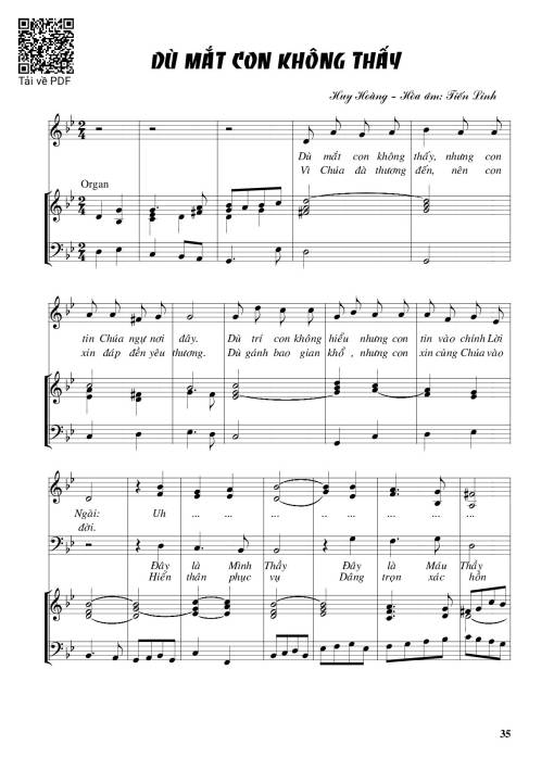 Sheet PDF of Dù mắt con không thấy – Huy Hoàng