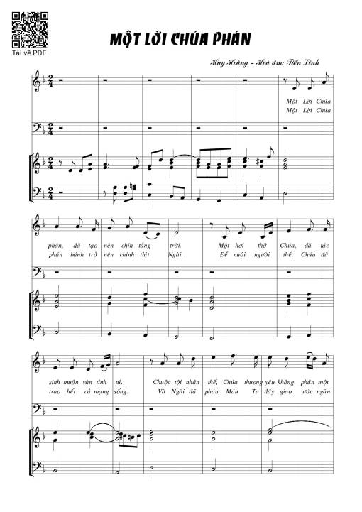 Sheet PDF of Một lời Chúa phán – Huy Hoàng