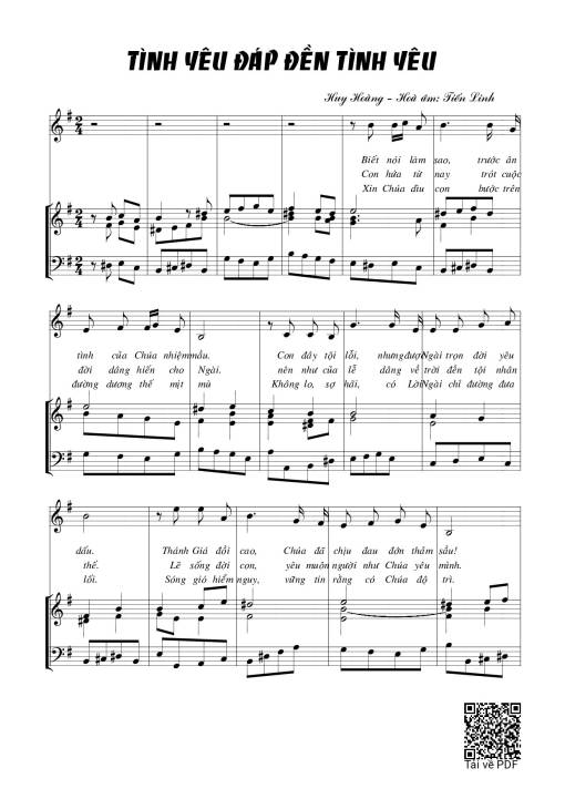 Sheet PDF of Tình yêu đáp đền tình yêu – Huy Hoàng
