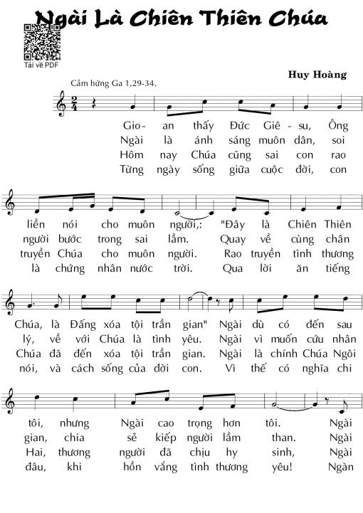 Sheet PDF of Ngài là Chiên Thiên Chúa (CN 2 TN A) – Huy Hoàng
