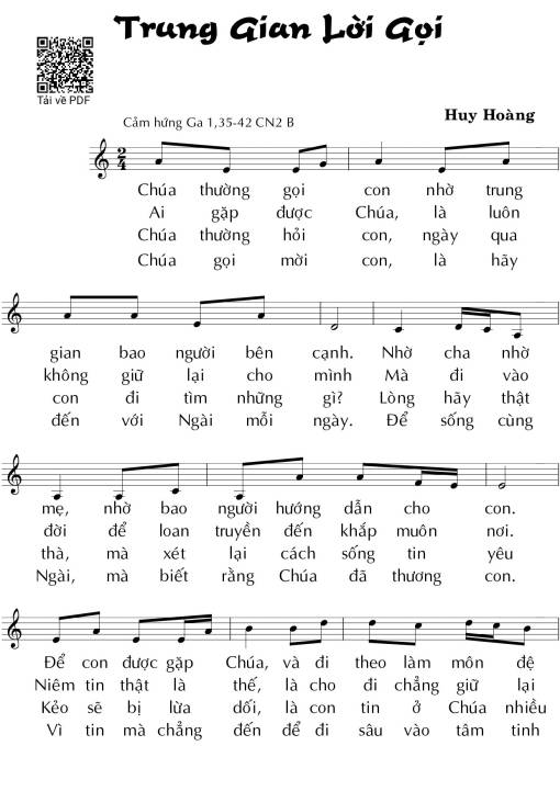 Sheet PDF of Trung gian lời gọi (CN 2 TN B) – Huy Hoàng