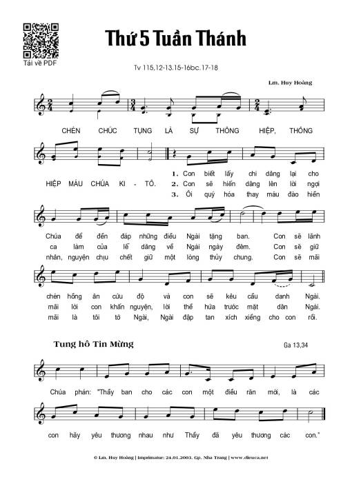 Sheet PDF of Thứ 5 Tuần Thánh 