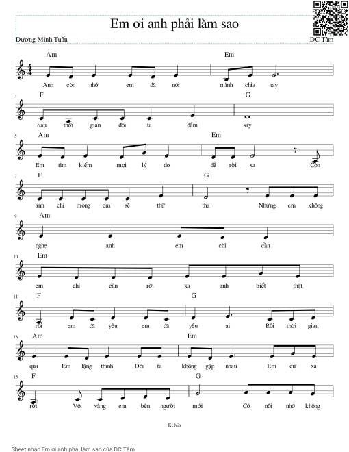 Sheet PDF of Em ơi anh phải làm sao