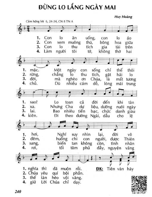 Sheet PDF of Đừng lo lắng ngày mai