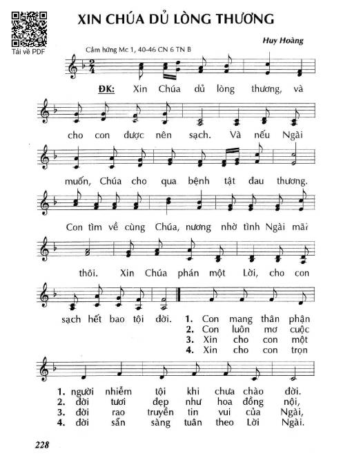 Sheet PDF of Xin Chúa dủ lòng thương