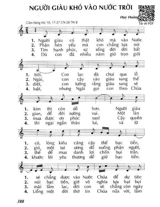 Sheet PDF of Người giàu khó vào Nước Trời