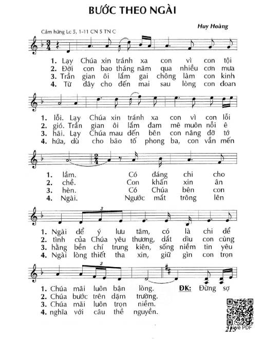 Sheet PDF of Bước theo Ngài