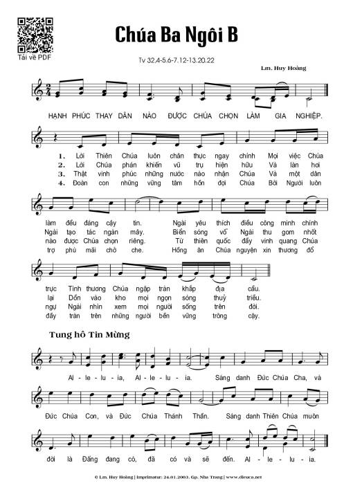 Sheet PDF of Chúa Ba Ngôi – Năm B 