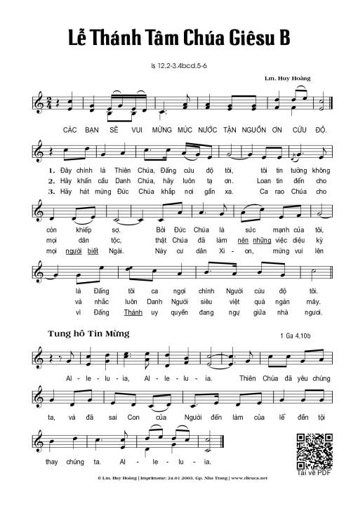 Sheet PDF of Lễ Thánh Tâm Chúa – Năm B