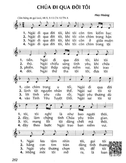 Sheet PDF of Chúa đi qua đời tôi (Mt. 9)