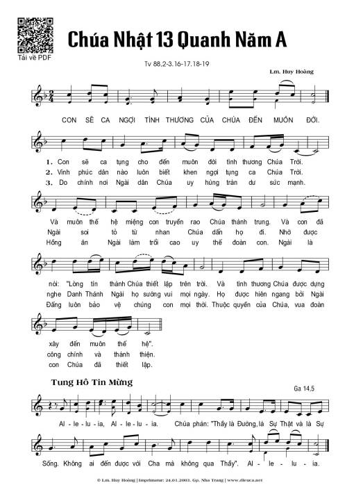 Chúa Nhật 13A Thường Niên (Thánh Vịnh 88)