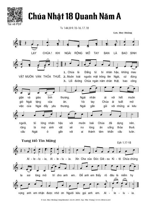 Chúa Nhật 18A Thường Niên (Thánh Vịnh 144)