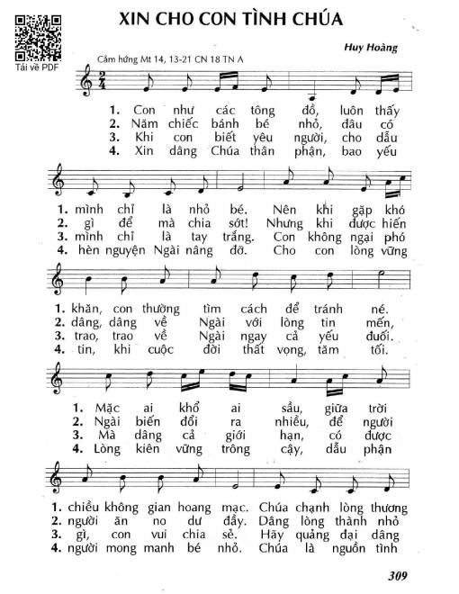 Sheet PDF of Xin cho con tình Chúa (Mt. 14)
