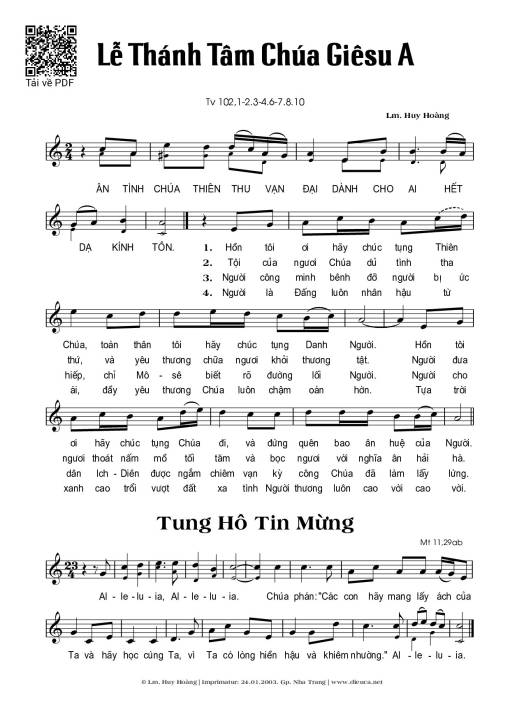 Lễ Thánh Tâm Chúa – Năm A (Thánh Vịnh 102)
