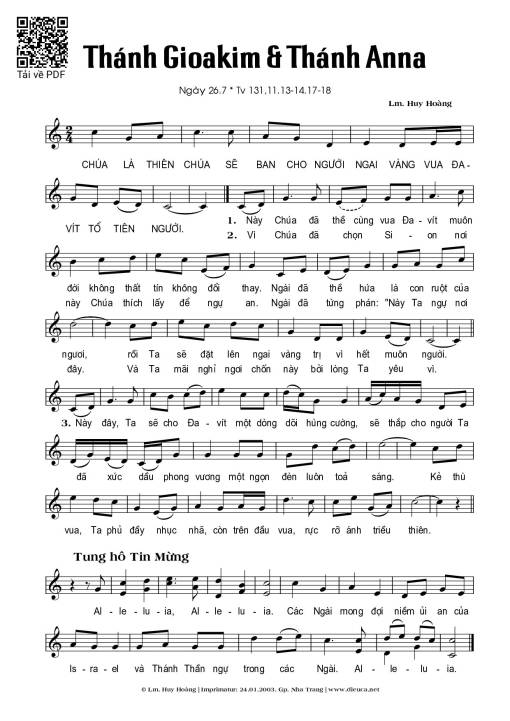 Sheet PDF of Thánh Gioakim & Anna (26.07)