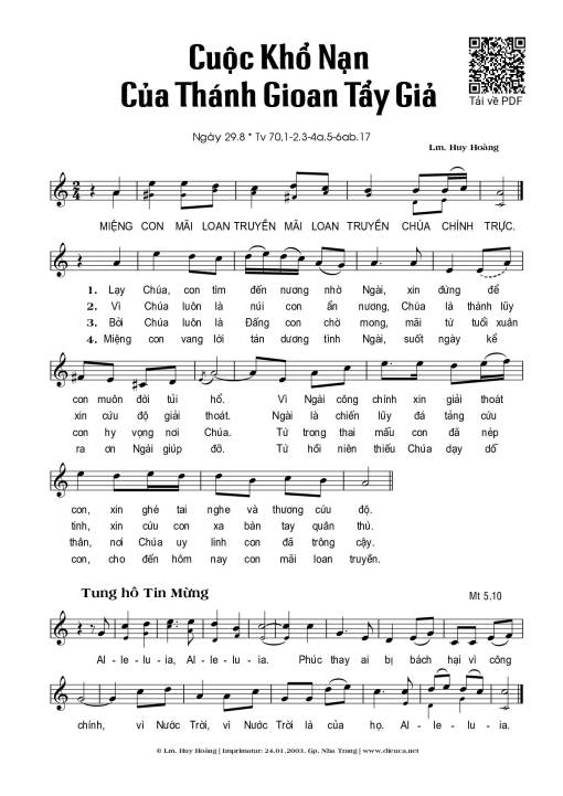 Thánh Gioan TG Bị Trảm Quyết (29.08)