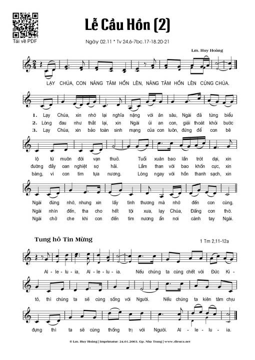 Sheet PDF of Cầu Hồn 2 - Huy Hoàng