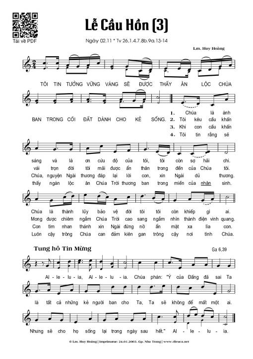 Sheet PDF of Cầu Hồn 3 - Huy Hoàng