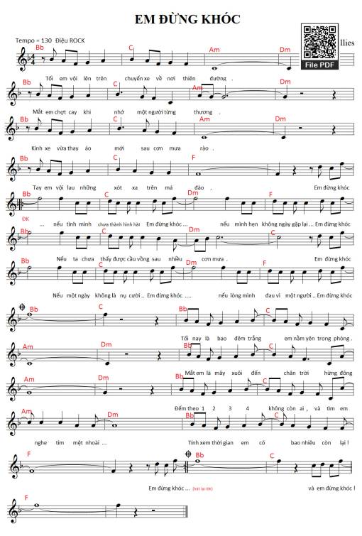 Sheet PDF of Em đừng khóc