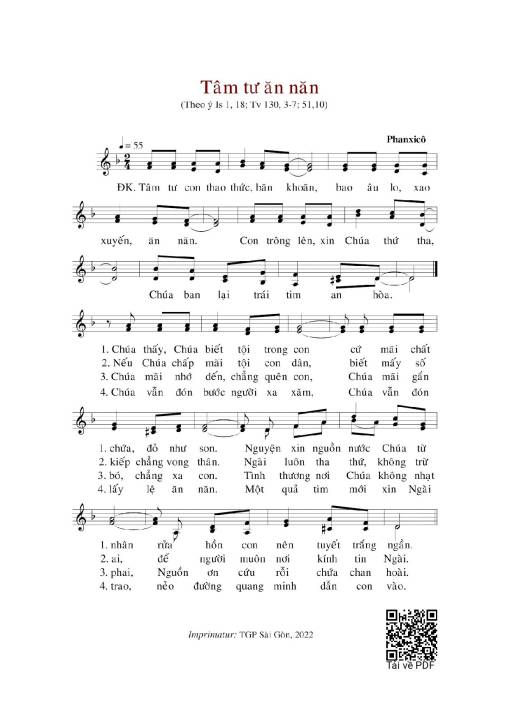 Sheet PDF of Tâm Tư Ăn Năn