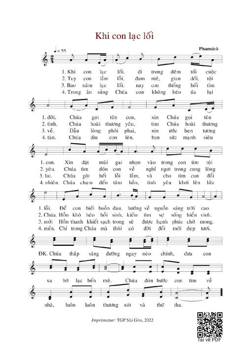 Sheet PDF of Khi Con Lạc Lối