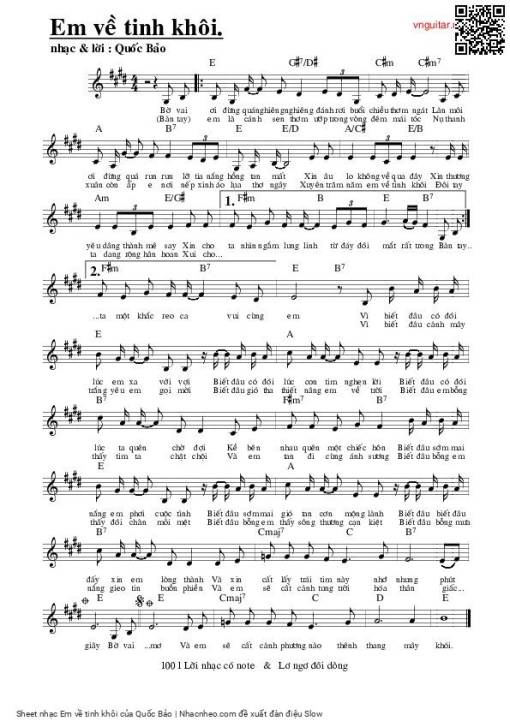 Sheet PDF of Em về tinh khôi