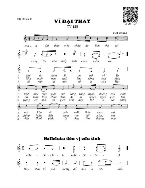 Sheet PDF of Thánh Vịnh 125, Vĩ Đại Thay
