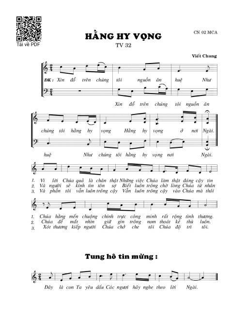 Sheet PDF of Thánh Vịnh 32, Hằng Hy Vọng