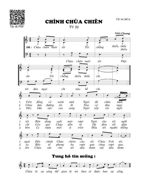 Sheet PDF of Thánh Vịnh 22, Chính Chúa Chiên