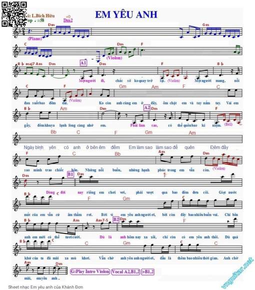 Sheet PDF of Em yêu anh - Khánh Đơn