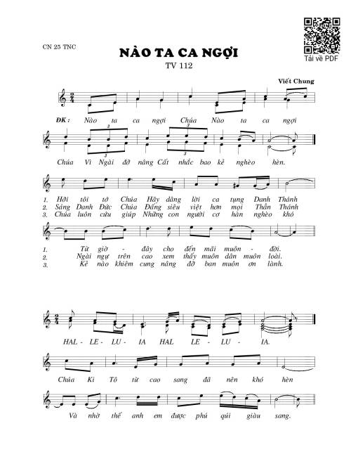Sheet PDF of Thánh Vịnh 112, Nào Ta Ca Ngợi