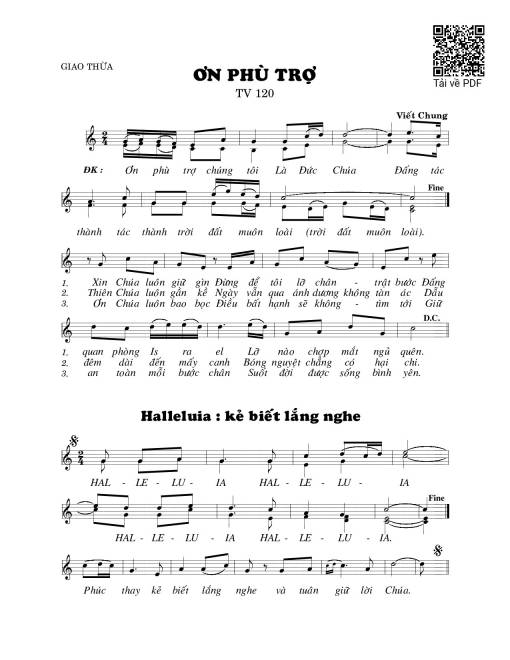 Sheet PDF of Thánh Vịnh 120, Ơn Phù Trợ - Lễ Giao Thừa