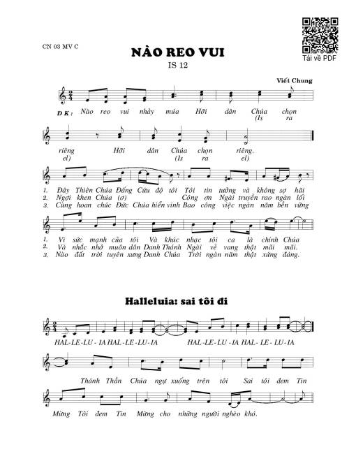 Sheet PDF of Nào reo vui 2 (Is. 12)