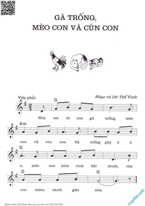 Gà trống mèo con và cún con