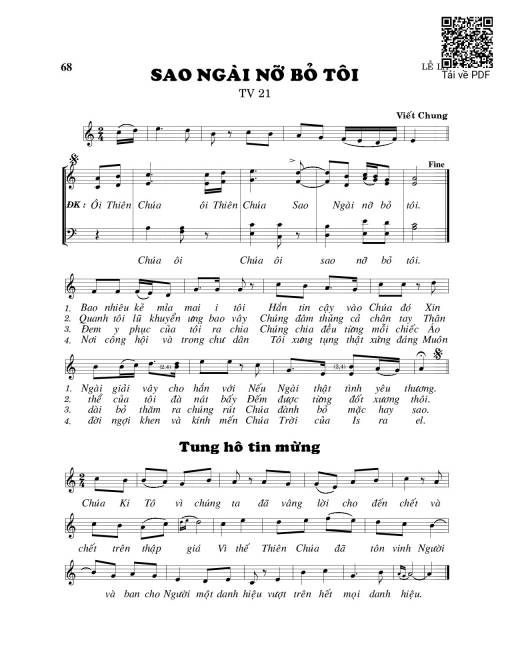 Sheet PDF of Sao Ngài nỡ bỏ tôi (Thánh Vịnh 21)