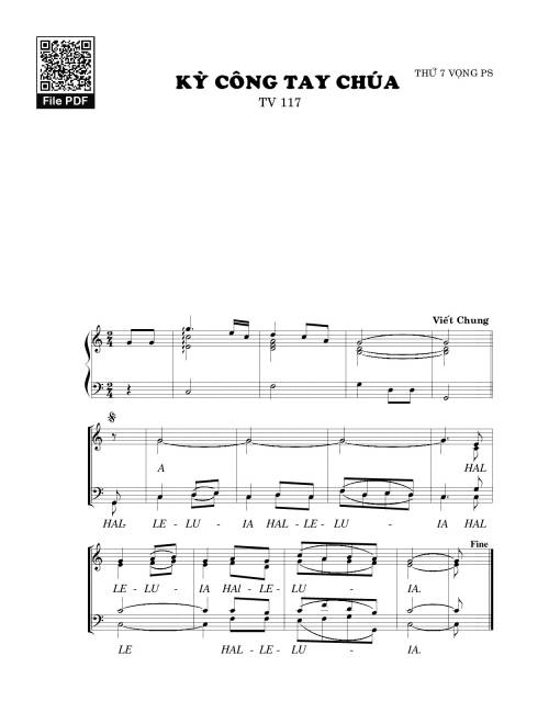 Sheet PDF of Kỳ công tay Chúa (Thánh Vịnh 117)