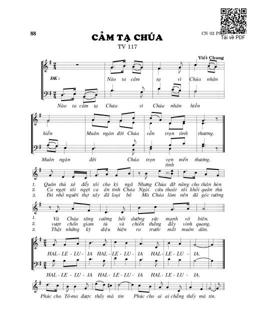 Sheet PDF of Cảm tạ Chúa (Thánh Vịnh 117)