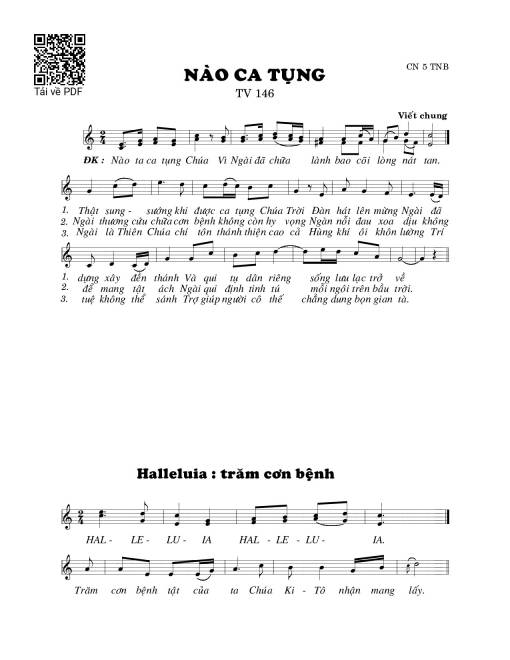 Sheet PDF of Nào ca tụng (Thánh Vịnh 146)