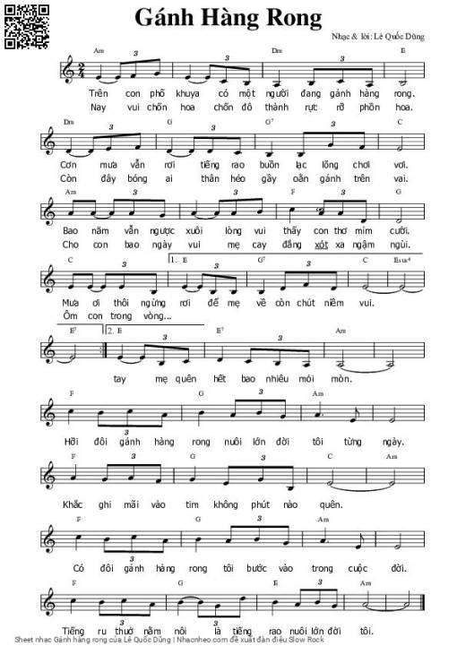 Sheet PDF of Gánh hàng rong