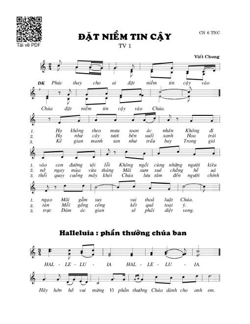 Sheet PDF of Đặt niềm tin cậy (Thánh Vịnh 1)