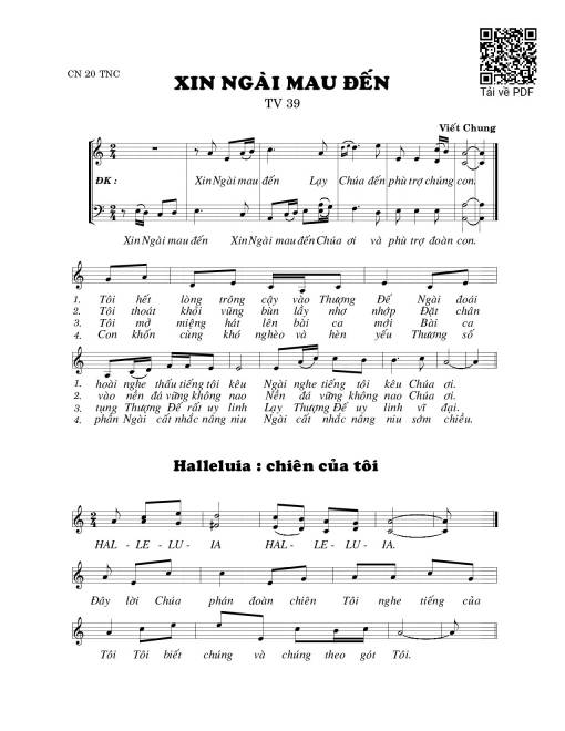 Sheet PDF of Xin Ngài mau đến (Thánh Vịnh 39)