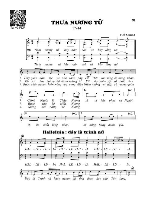 Thưa nương tử (Thánh Vịnh 44)