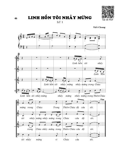 Sheet PDF of Linh hồn tôi nhảy mừng (Lc. 1)