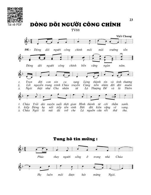 Sheet PDF of Dòng dõi người công chính-2 Tv. 88)
