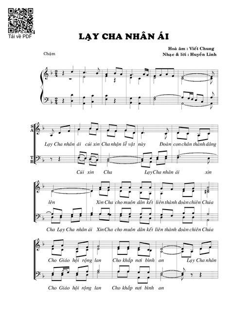 Sheet PDF of Lạy Cha nhân ái (Hòa âm)